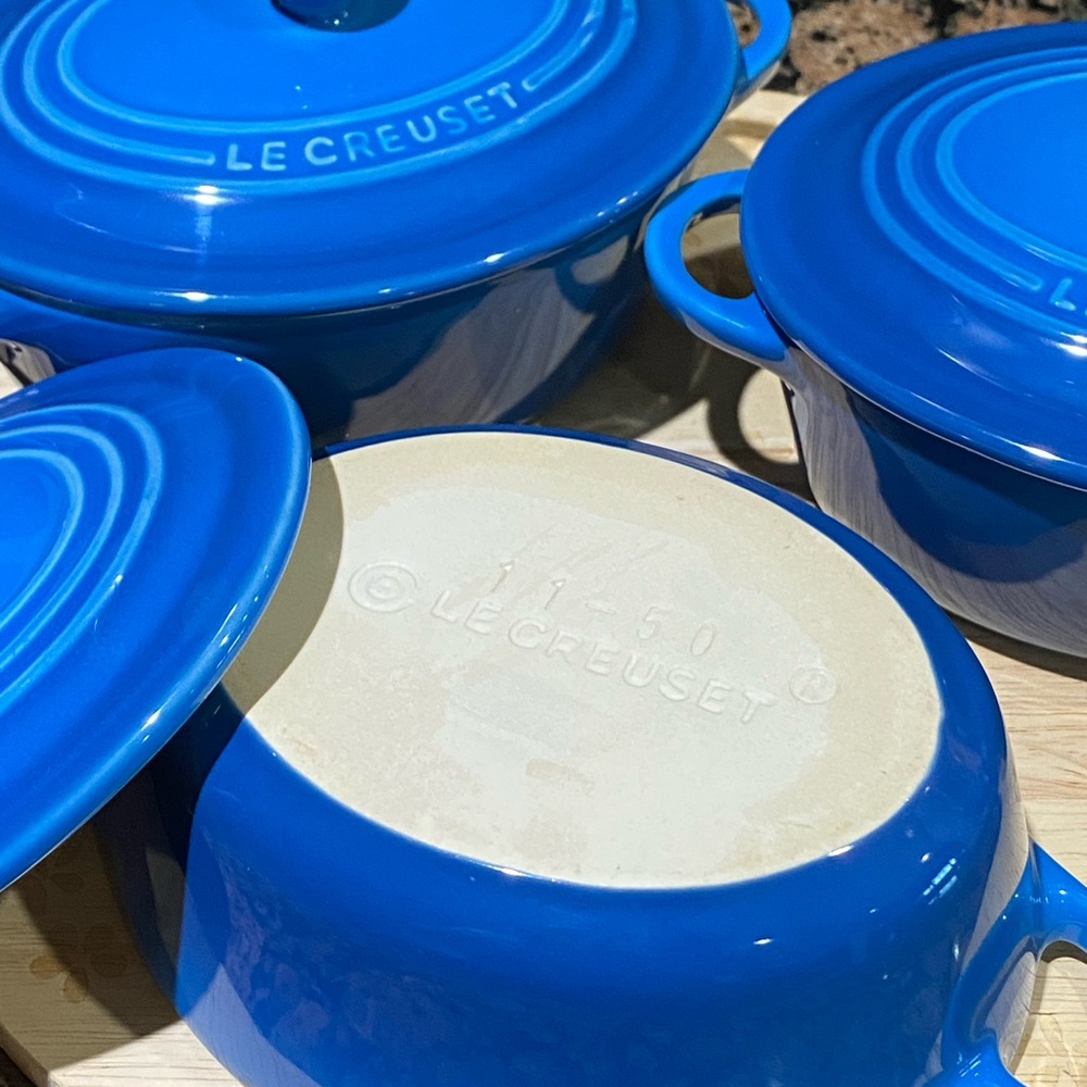 Le Creuset Marseille Blue Stoneware Cocotte Set - Picture 3 of 3